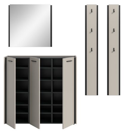 Garderobe Set 4-teilig Nevia in Kaschmir 185 x 190 cm, Soft-Close