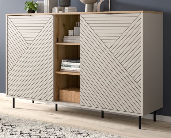 Sideboard Bente in Kaschmir und Evoke Eiche Kommode 154 x 95 cm