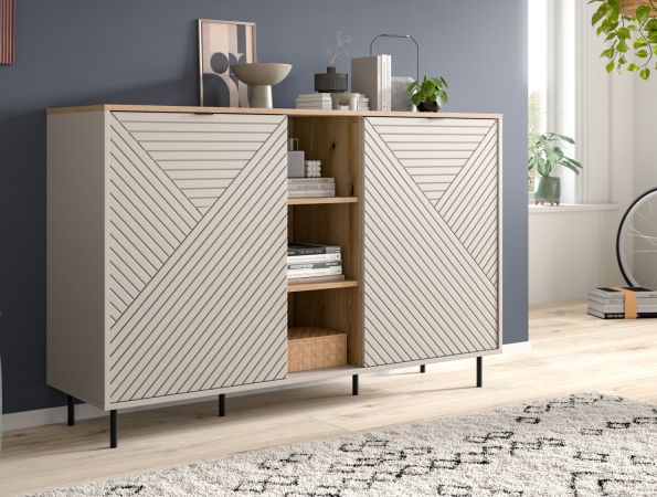 Sideboard Bente in Kaschmir und Evoke Eiche Kommode 154 x 95 cm