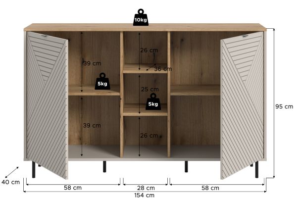 Sideboard Bente in Kaschmir und Evoke Eiche Kommode 154 x 95 cm