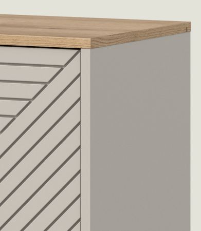 Highboard Bente in Kaschmir und Evoke Eiche, 4-t�rige Kommode 124 x 135 cm