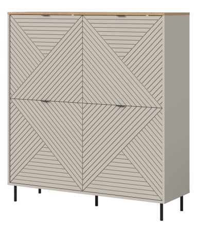 Highboard Bente in Kaschmir und Evoke Eiche, 4-t�rige Kommode 124 x 135 cm