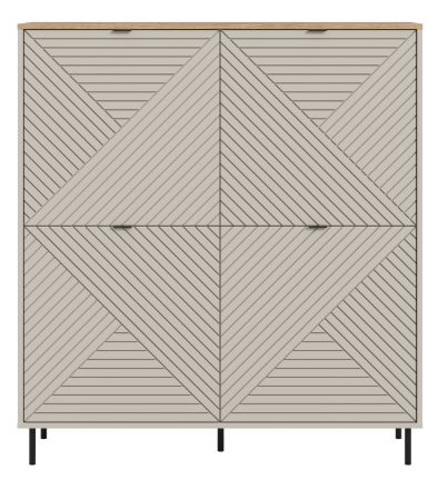 Highboard Bente in Kaschmir und Evoke Eiche, 4-t�rige Kommode 124 x 135 cm