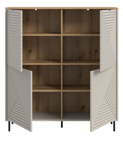 Highboard Bente in Kaschmir und Evoke Eiche, 4-t�rige Kommode 124 x 135 cm