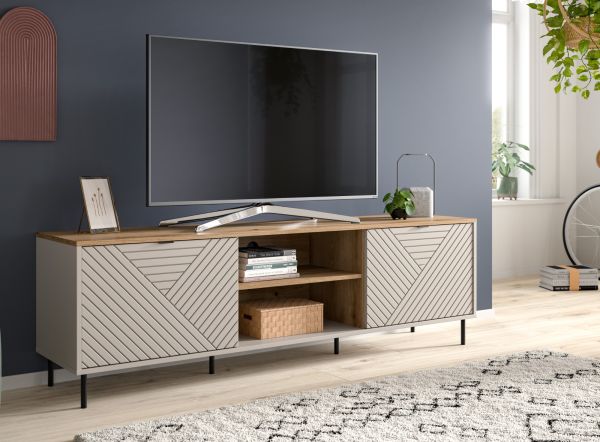 TV-Lowboard Bente in Kaschmir und Evoke Eiche 184 x 55 cm