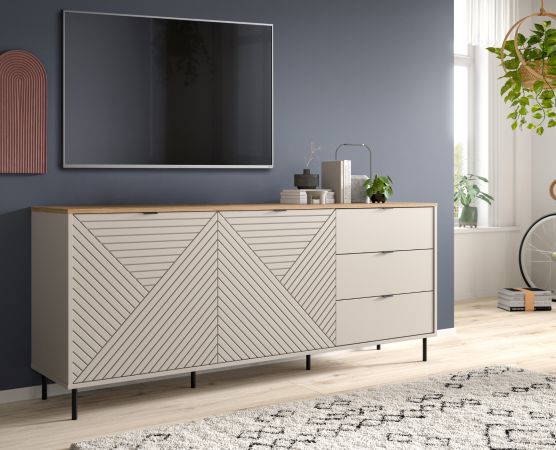 Sideboard Bente in Kaschmir und Evoke Eiche 184 x 75 cm