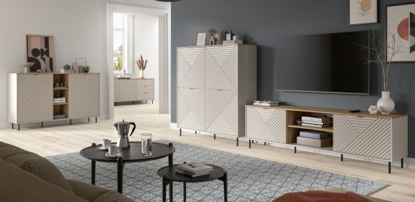 Sideboard Bente in Kaschmir und Evoke Eiche 184 x 75 cm