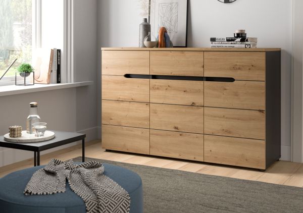 Sideboard Cooper in Artisan Eiche und grau Kommode 130 cm, Soft-Close