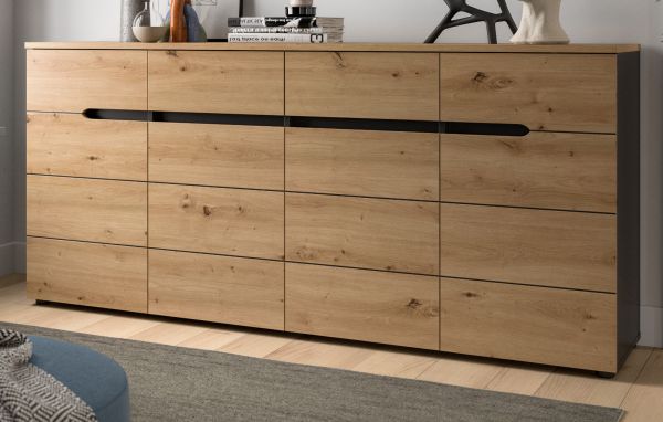 Sideboard Cooper in Artisan Eiche und grau Kommode 173 cm, Soft-Close
