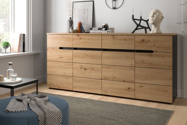 Sideboard Cooper in Artisan Eiche und grau Kommode 173 cm, Soft-Close