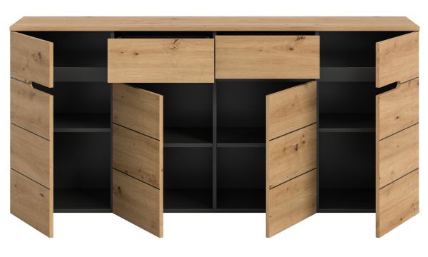 Sideboard Cooper in Artisan Eiche und grau Kommode 173 cm, Soft-Close