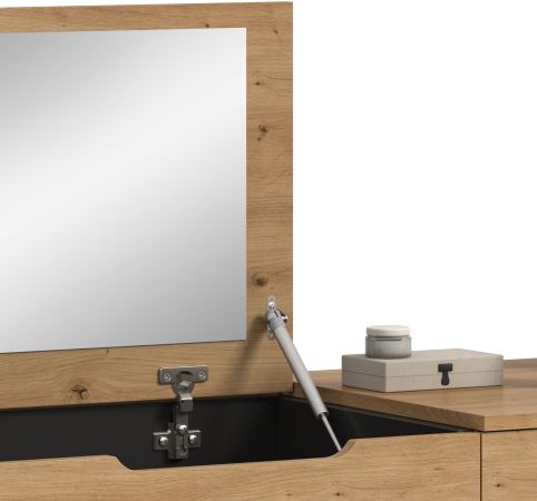 Schminktisch Cooper in Artisan Eiche und grau Kosmetiktisch mit Spiegel 115 cm, Soft-Close