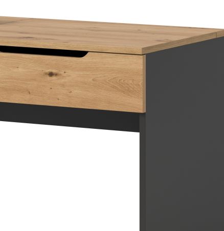 Schminktisch Cooper in Artisan Eiche und grau Kosmetiktisch mit Spiegel 115 cm, Soft-Close