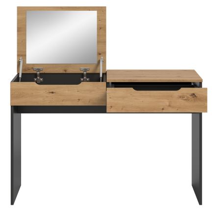 Schminktisch Cooper in Artisan Eiche und grau Kosmetiktisch mit Spiegel 115 cm, Soft-Close