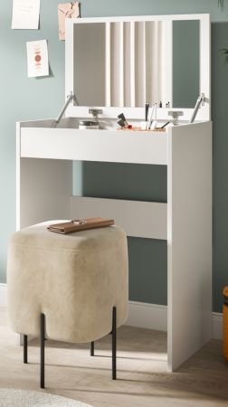Schminktisch Charme in wei� Kosmetiktisch mit Spiegel 62 cm, Soft-Close