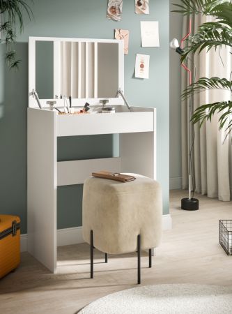 Schminktisch Charme in wei� Kosmetiktisch mit Spiegel 62 cm, Soft-Close
