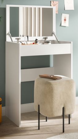 Schminktisch Charme in wei� Kosmetiktisch mit Spiegel 62 cm, Soft-Close
