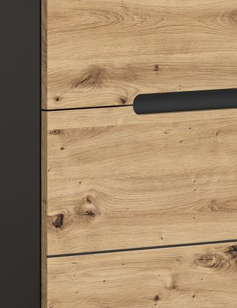 Aktenschrank Cooper in Artisan Eiche und Grau, B�roschrank 80 x 190 cm mit Soft-Close