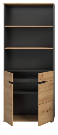Aktenschrank Cooper in Artisan Eiche und Grau, B�roschrank 80 x 190 cm mit Soft-Close
