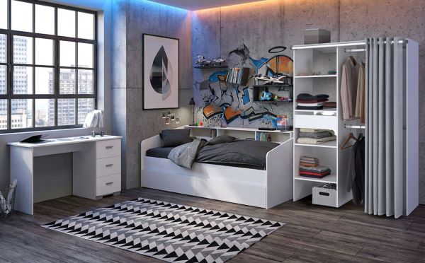 Parisot Kinder- und Jugendzimmer Sleep12 in wei� Komplett-Set 3-teilig