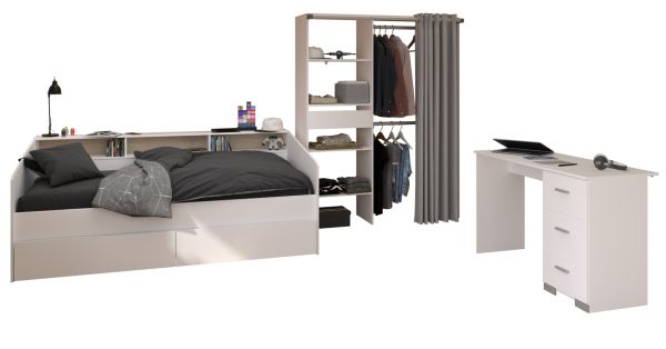 Parisot Kinder- und Jugendzimmer Sleep12 in wei� Komplett-Set 3-teilig
