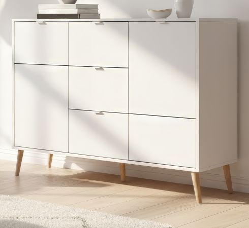Kommode Runa in wei� matt Sideboard skandinavisch 115 cm