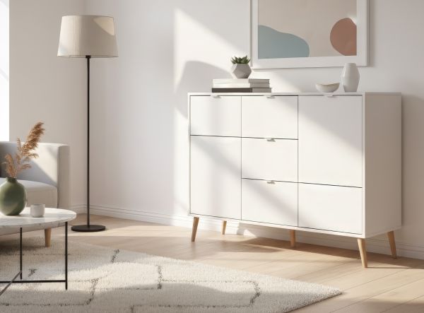 Kommode Runa in wei� matt Sideboard skandinavisch 115 cm