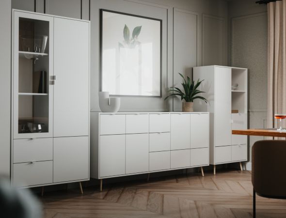 Kommode Runa in wei� matt Sideboard skandinavisch 115 cm
