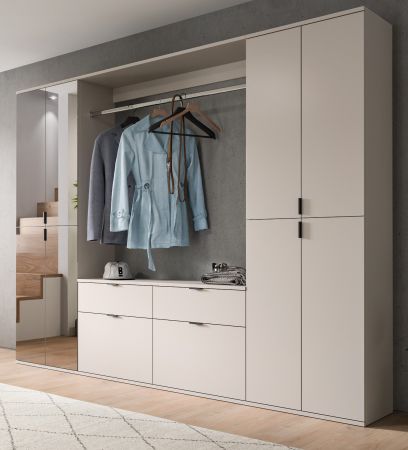 Garderobenschrank Line-Up in Kaschmir Schuhschrank mit Spiegel 61 x 193 cm