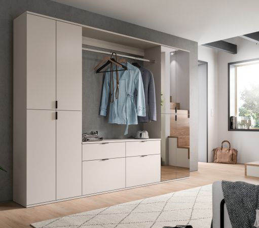 Garderobe Set Line-Up in Kaschmir Garderobenschrank mit Spiegel 243 x 193 cm