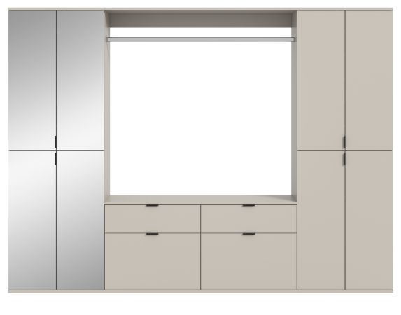 Garderobe Set Line-Up in Kaschmir Garderobenschrank mit Spiegel 243 x 193 cm