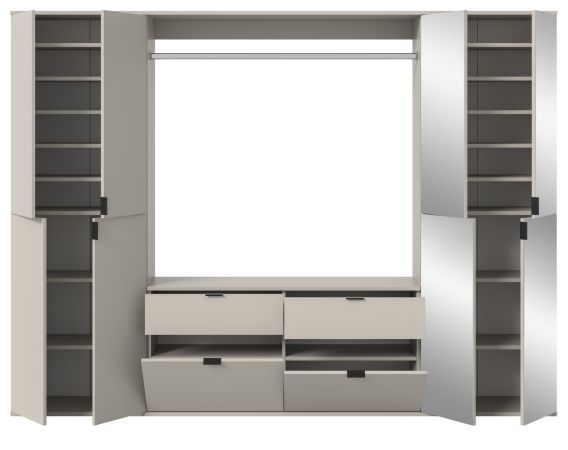 Garderobe Set Line-Up in Kaschmir Garderobenschrank mit Spiegel 243 x 193 cm