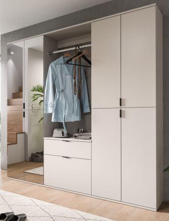 Garderobe Set Line-Up in Kaschmir Garderobenschrank mit Spiegel 183 x 193 cm
