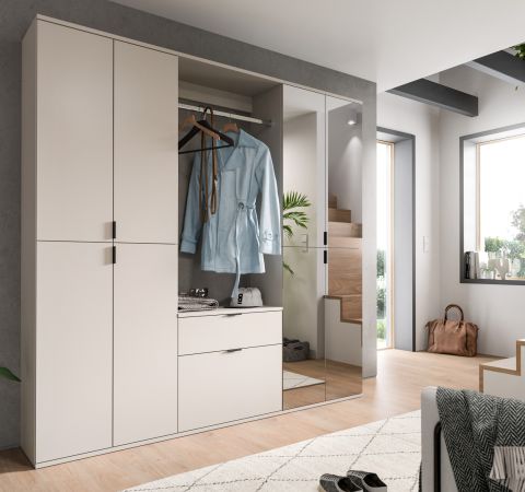 Garderobe Set Line-Up in Kaschmir Garderobenschrank mit Spiegel 183 x 193 cm