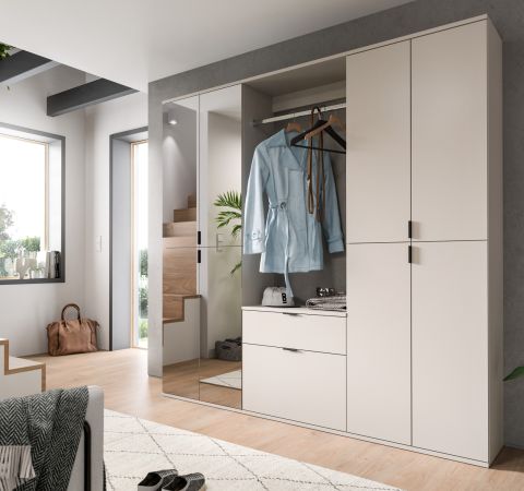 Garderobe Set Line-Up in Kaschmir Garderobenschrank mit Spiegel 183 x 193 cm
