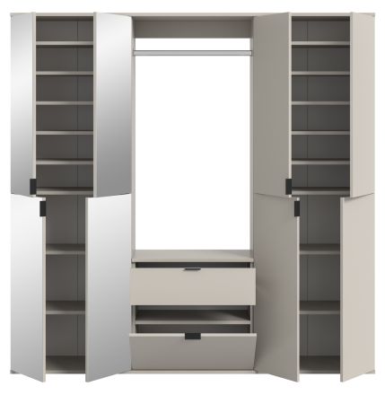 Garderobe Set Line-Up in Kaschmir Garderobenschrank mit Spiegel 183 x 193 cm