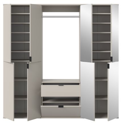 Garderobe Set Line-Up in Kaschmir Garderobenschrank mit Spiegel 183 x 193 cm