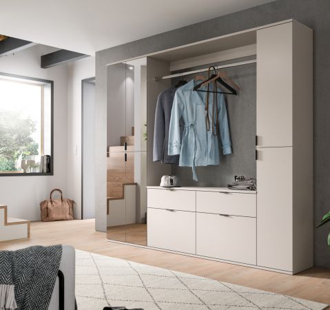 Garderobe Set Line-Up in Kaschmir Garderobenschrank mit Spiegel 212 x 193 cm