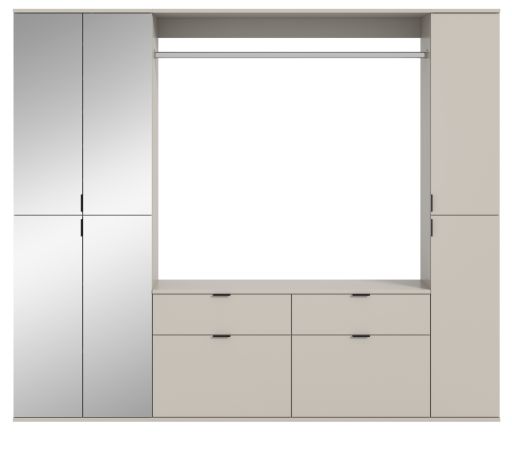 Garderobe Set Line-Up in Kaschmir Garderobenschrank mit Spiegel 212 x 193 cm