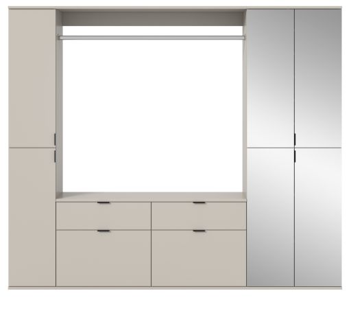 Garderobe Set Line-Up in Kaschmir Garderobenschrank mit Spiegel 212 x 193 cm