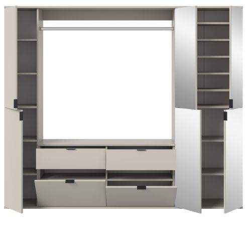 Garderobe Set Line-Up in Kaschmir Garderobenschrank mit Spiegel 212 x 193 cm
