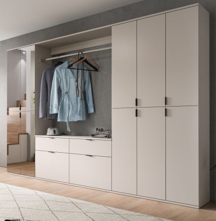 Garderobe Set Line-Up in Kaschmir Garderobenschrank mit Spiegel 273 x 193 cm