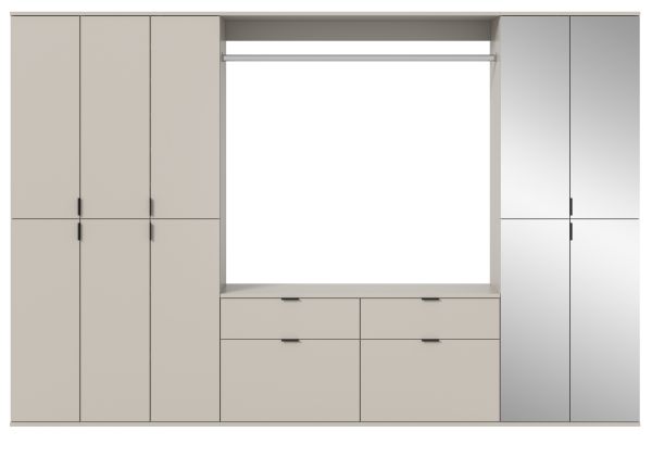 Garderobe Set Line-Up in Kaschmir Garderobenschrank mit Spiegel 273 x 193 cm