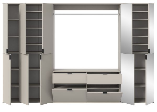 Garderobe Set Line-Up in Kaschmir Garderobenschrank mit Spiegel 273 x 193 cm