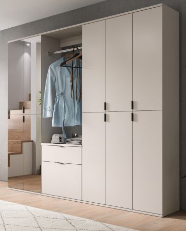 Garderobe Set Line-Up in Kaschmir Garderobenschrank mit Spiegel 213 x 193 cm