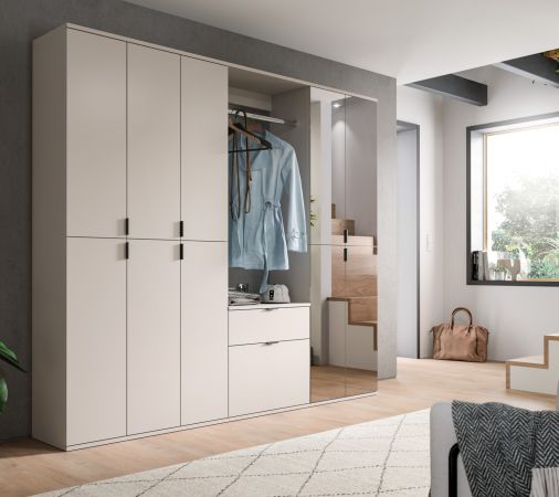 Garderobe Set Line-Up in Kaschmir Garderobenschrank mit Spiegel 213 x 193 cm