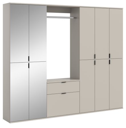 Garderobe Set Line-Up in Kaschmir Garderobenschrank mit Spiegel 213 x 193 cm
