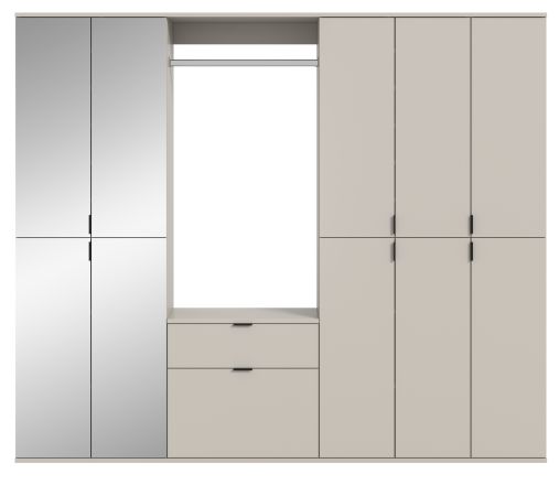 Garderobe Set Line-Up in Kaschmir Garderobenschrank mit Spiegel 213 x 193 cm