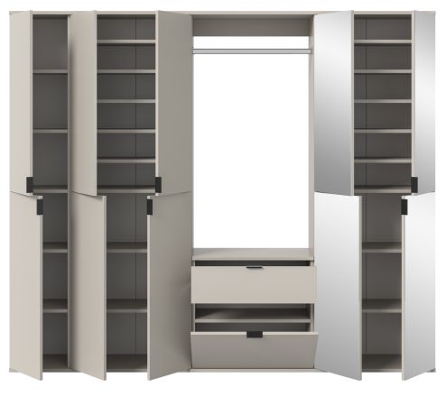 Garderobe Set Line-Up in Kaschmir Garderobenschrank mit Spiegel 213 x 193 cm