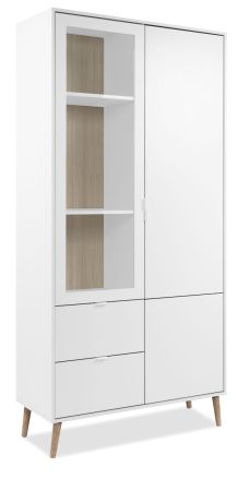 Vitrine Runa in wei� matt Vitrinenschrank skandinavisch 92 x 191 cm